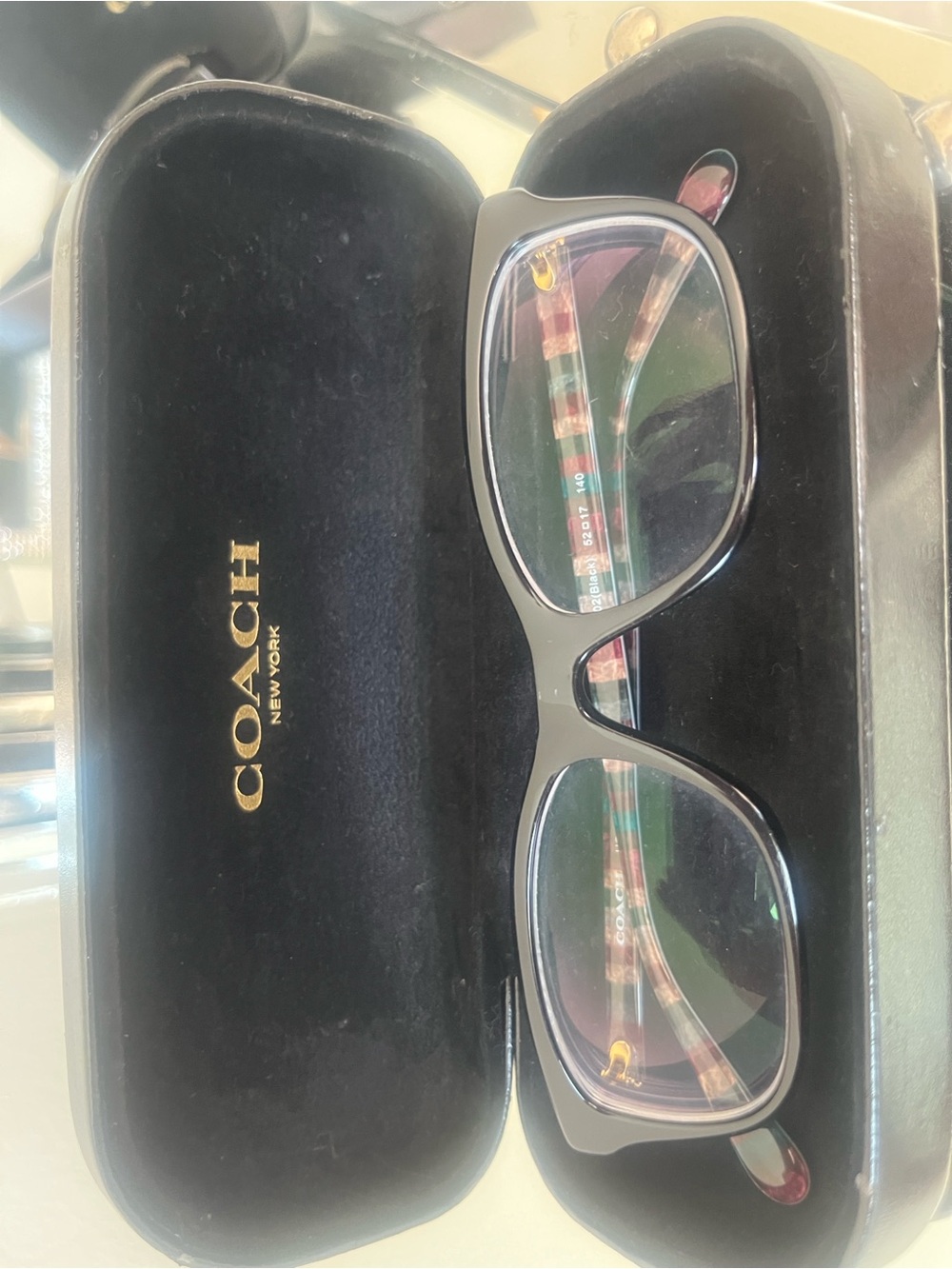 Coach Black Rectangle Glasses with Tortoiseshell